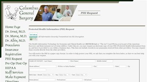 Link to Online Protected Health Information Request Set Up for Columbus General Surgery by McGee Designs